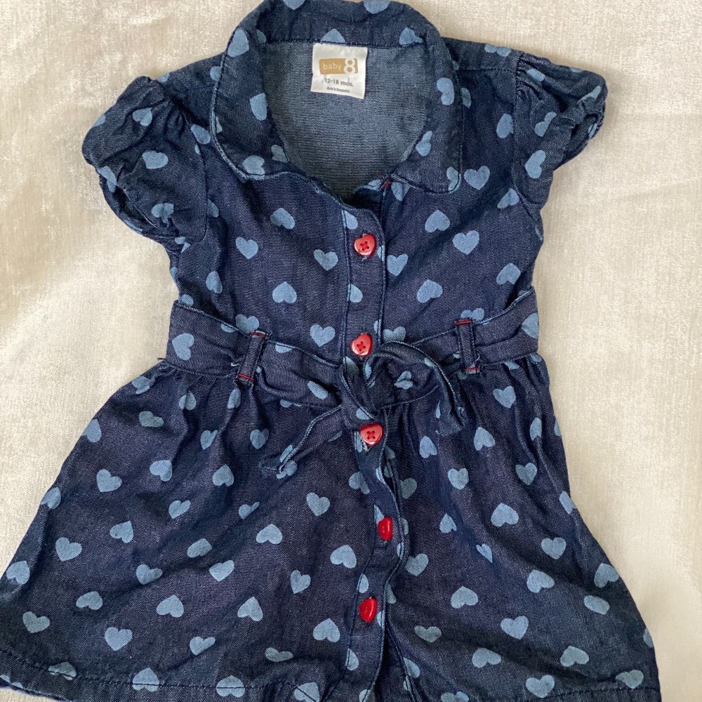 Baby 8 Jean Dress with hearts